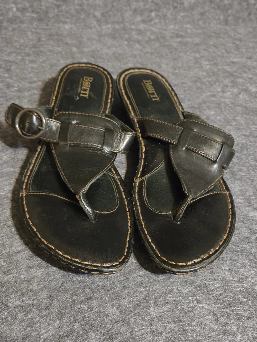 Børn Black Leather Thong Sandals